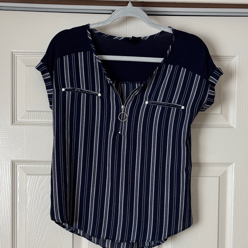 Mine Navy and White Striped Blouse size Small